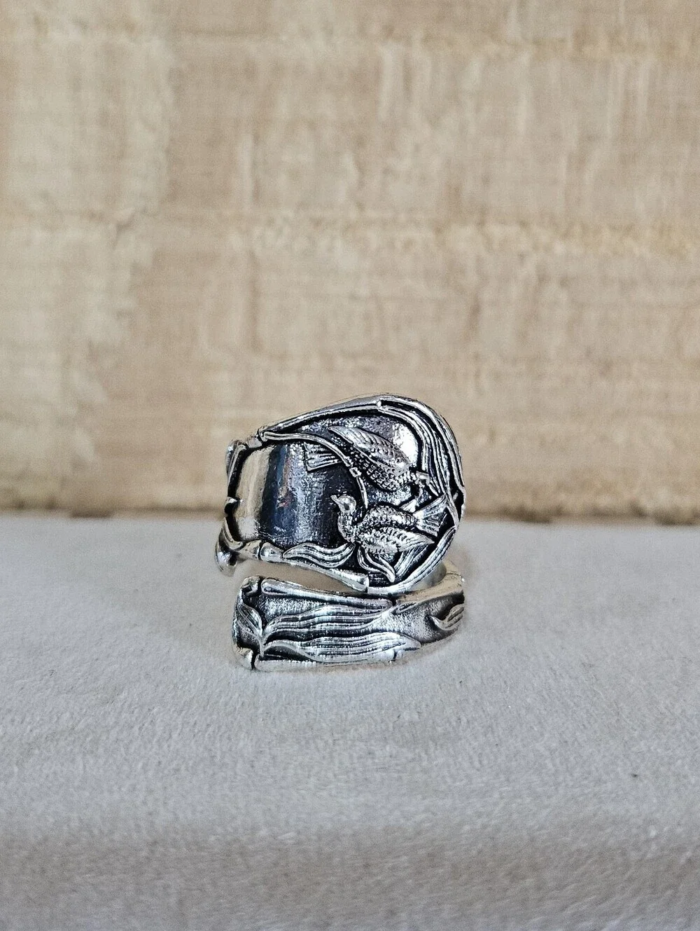 Two Love Birds Spoon Ring